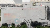 100. Yıla Öğrencilerden Muhteşem Ay Yıldızlı Koreografi Havadan Görüntülendi