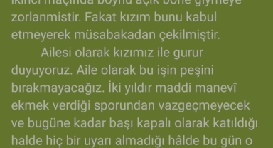 Denizli'de küçük Yaren başörtüsü nedeniyle turnuvadan men edildi